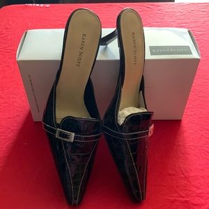 Karen Scott dark chocolate slingbacks w/buckle strap on top 2” heel never worn